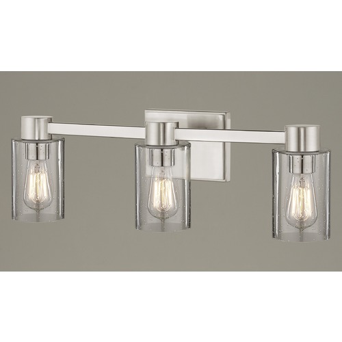 3-Light Seeded Glass Bathroom Light Satin Nickel