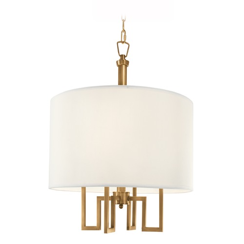 Norwell Lighting Norwell Lighting Maya Aged Brass Pendant Light with Drum Shade 9677-AG-WS