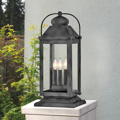 Anchorage 3-Light Aged Zinc Post Light by Hinkley Lighting