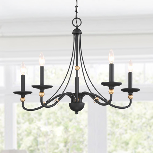 Westchester County Sand Coal with Skyline Gold Leaf Chandelier by Minka Lavery