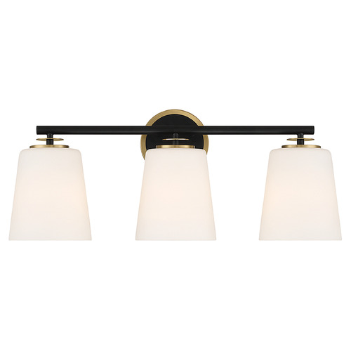 Meridian 24-Inch Bath Light in Matte Black & Natural Brass by Meridian M80078MBKNB