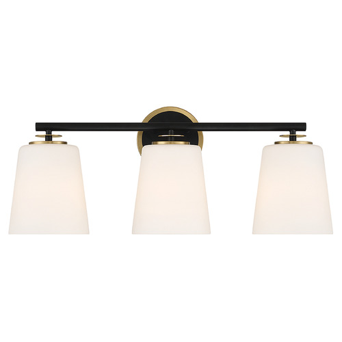 24-Inch Bath Light in Matte Black & Natural Brass by Meridian