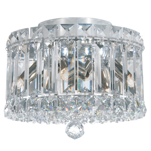 Schonbek Worldwide Lighting Plaza Polished Stainless Steel Flushmount Light