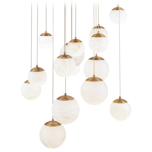 Modern Forms by WAC Lighting Modern Forms Pisces Aged Brass LED Multi-Light Pendant with Globe Shade PD-34415R-AB