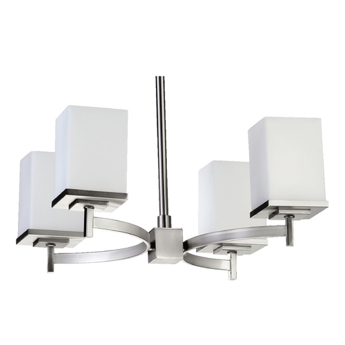 Quorum Lighting Modern Chandelier Satin Nickel Delta by Quorum Lighting 6084-4-65