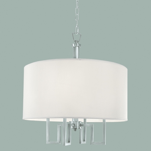 Norwell Lighting Norwell Lighting Maya Brush Nickel Pendant Light with Drum Shade 9677-BN-WS