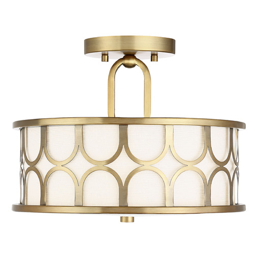 13-Inch Semi-Flush Mount in Natural Brass by Meridian