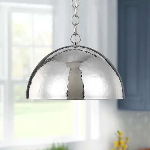 Visual Comfort Studio Collection ED Ellen-DeGeneres 24-Inch Whare Polished Nickel Hammered Dome Pendant by Visual Comfort Studio EP1251PN