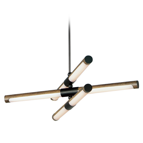 Rollo 6-Light LED Pendant in Antique Pecan & Black by ET2 Lighting