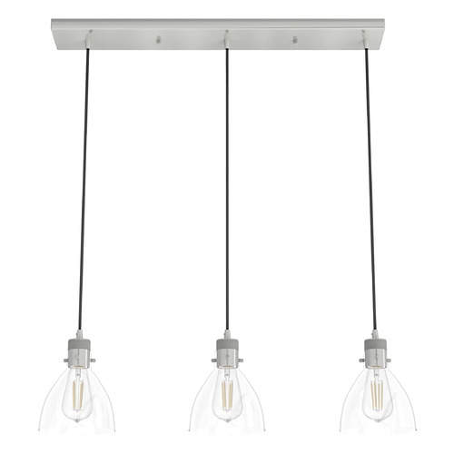 Hunter Fan Company Van Nuys Brushed Nickel Multi-Light Pendant with Bowl / Dome Shade