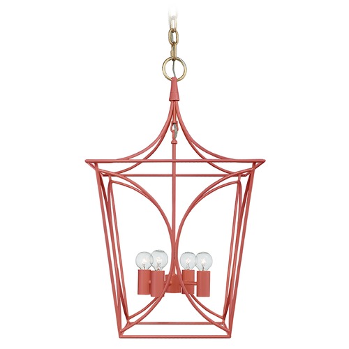 Visual Comfort Signature Collection Kate Spade New York Cavanagh Small Lantern in Coral by Visual Comfort Signature KS5144CRLG
