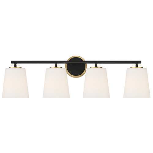 33-Inch Bath Light in Matte Black & Natural Brass by Meridian