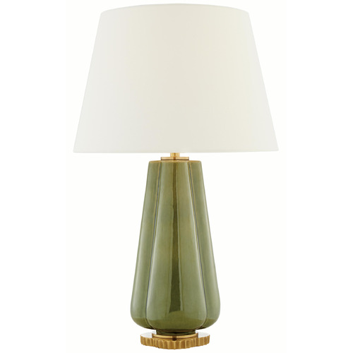 Visual Comfort Signature Collection Penelope Green Porcelain Table Lamp with Empire Shade