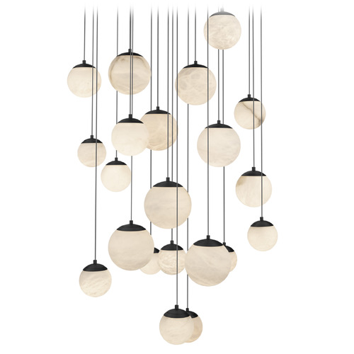Modern Forms by WAC Lighting Modern Forms Pisces Black LED Multi-Light Pendant with Globe Shade PD-34421R-BK
