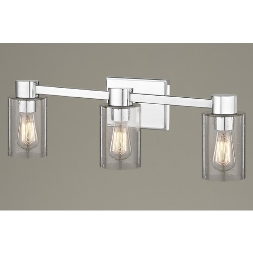 Design Classics Lighting 3-Light Seeded Glass Bathroom Light Chrome 2103-26 GL1041C