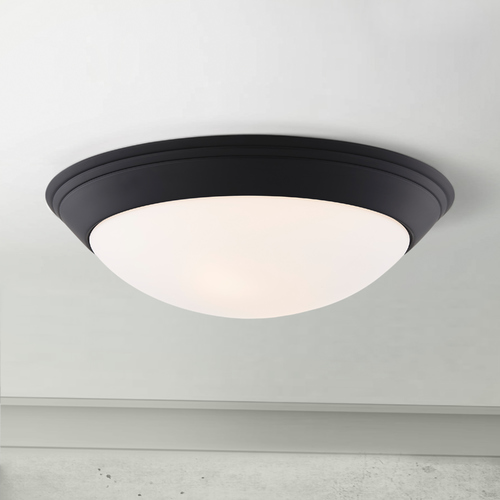 Design Classics Lighting Matte Black Flush Mount Ceiling Light Ceiling 14-Inch Wide 1014-07/W