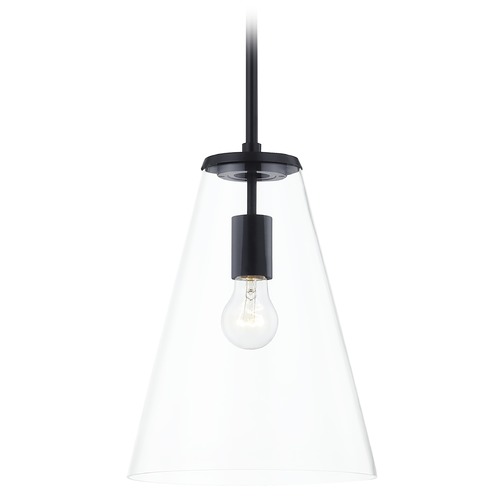 Design Classics Lighting Matta Clear Glass Pendant in Black 4050-07