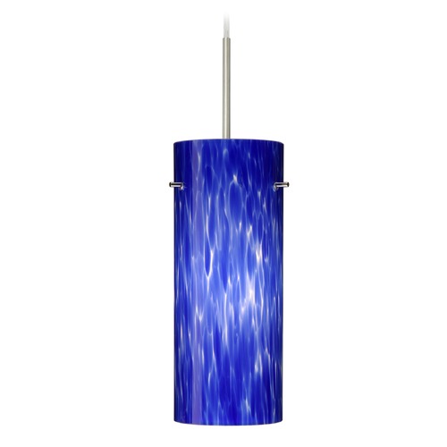 Besa Lighting Besa Lighting Stilo Satin Nickel LED Mini-Pendant Light with Cylindrical Shade 1JT-412386-LED-SN