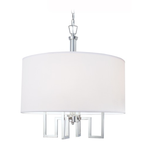 Norwell Lighting Norwell Lighting Maya Polished Nickel Pendant Light with Drum Shade 9677-PN-WS