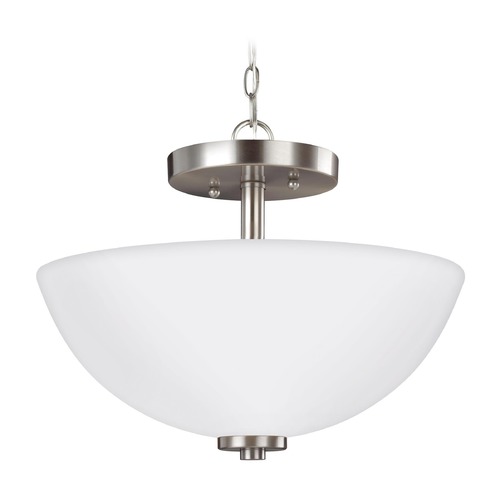 Generation Lighting Oslo Brushed Nickel Pendant Light with Bowl / Dome Shade 77160-962