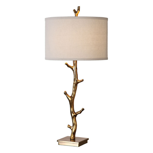 Uttermost Lighting The Uttermost Company Javor Plated Antiqued Gold & Steel Table Lamp with Drum Shade 27546