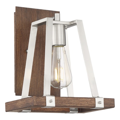 Outrigger Brushed Nickel & Nutmeg Wood Sconce by Nuvo Lighting
