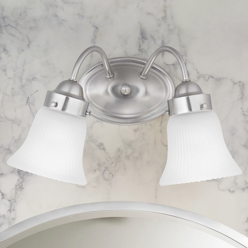 Fluted Glass Brushed Nickel 2-Light Bathroom Light by Progress Lighting