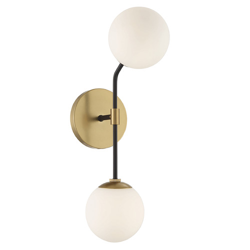 Meridian 2-Light Globe Wall Sconce in Matte Black & Natural Brass by Meridian M90098MBKNB