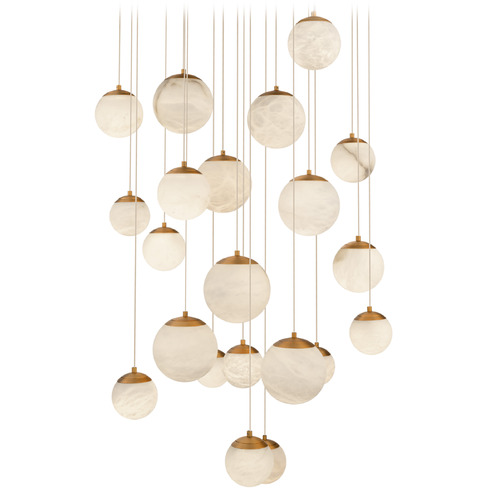 Modern Forms by WAC Lighting Modern Forms Pisces Aged Brass LED Multi-Light Pendant with Globe Shade PD-34421R-AB