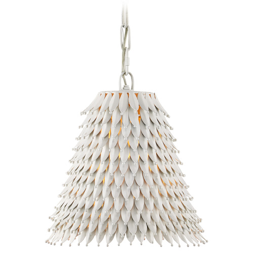 Currey and Company Overlay White Pendant Light with Conical Shade