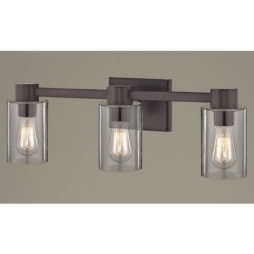 3-Light Seeded Glass Bathroom Light Bronze