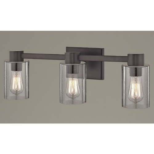 Design Classics Lighting 3-Light Seeded Glass Bathroom Light Bronze 2103-220 GL1041C