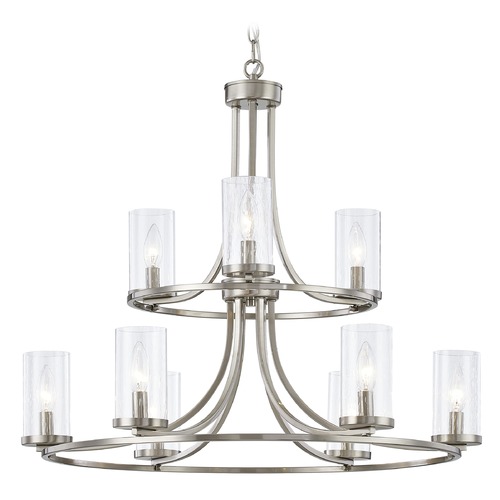 Orchard 9-Light Chandelier in Satin Nickel with Seeded Glass