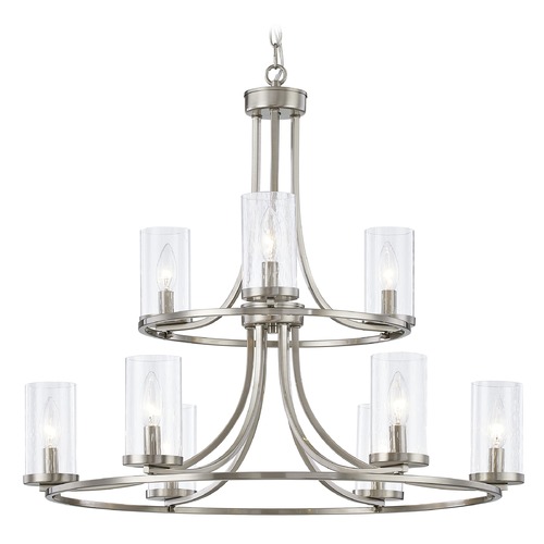 Design Classics Lighting Orchard 9-Light Chandelier in Satin Nickel with Seeded Glass 1851-09/CS