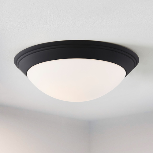 Design Classics Lighting Matte Black Flush Mount Ceiling Light 16-Inch Wide 1016-07/W