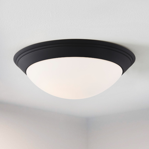 Matte Black Flush Mount Ceiling Light 16-Inch Wide