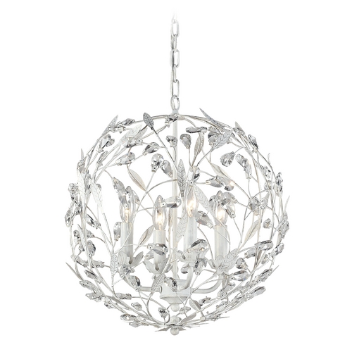 Elk Lighting Crystal Pendant Light in Antique White Finish 18124/4