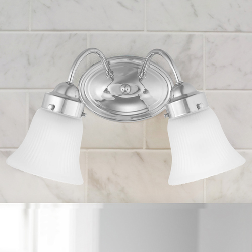 Progress Lighting Fluted Glass Polished Chrome 2-Light Bathroom Light by Progress Lighting P3288-15ET