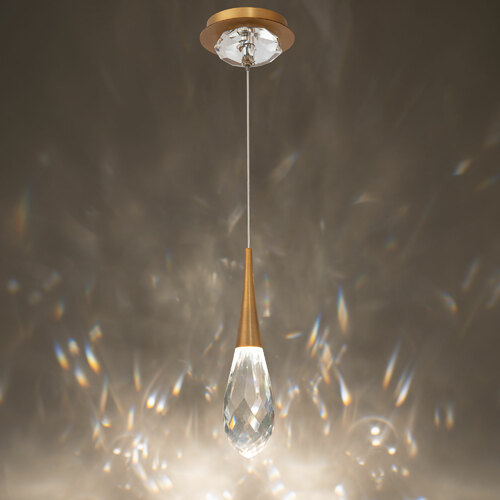 Hibiscus LED Crystal Mini Pendant in Aged Brass by Schonbek Beyond
