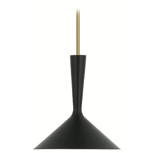 Visual Comfort Signature Collection Aerin Rosetta Pendant in Black & Brass by Visual Comfort Signature ARN5540BLKHAB