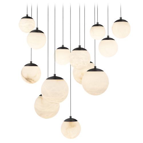 Modern Forms by WAC Lighting Modern Forms Pisces Black LED Multi-Light Pendant with Globe Shade PD-34413S-BK