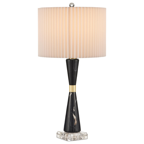 Currey and Company Edelmar Natural / Natural Brass / Clear Table Lamp with Drum Shade