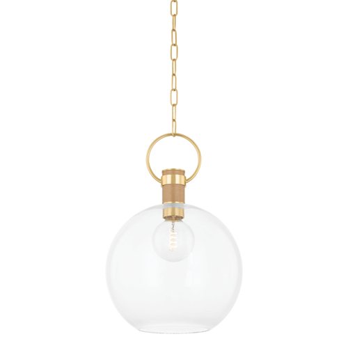 Catrine 16-Inch Pendant in Aged Brass by Mitzi by Hudson Valley