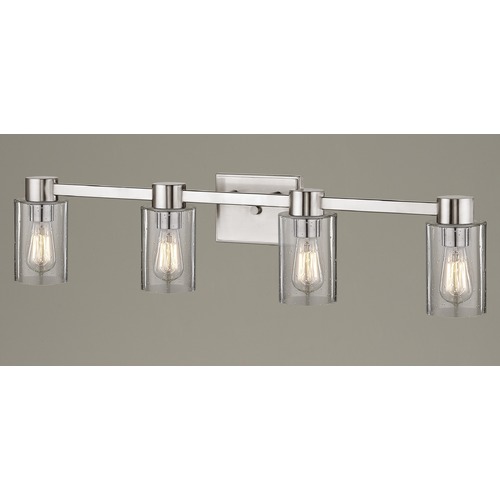 Design Classics Lighting 4-Light Seeded Glass Bathroom Light Satin Nickel 2104-09 GL1041C