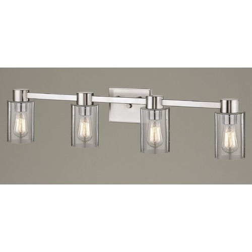 4-Light Seeded Glass Bathroom Light Satin Nickel