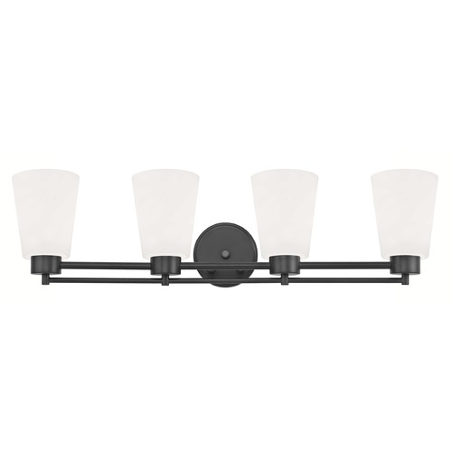 Modern Bathroom Light White Glass Black 4 Lt