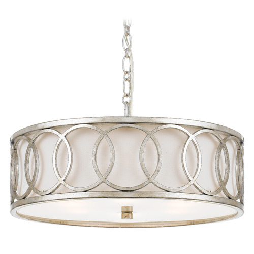 Crystorama Lighting Crystorama Lighting Graham Antique Silver Pendant Light with Drum Shade 287-SA