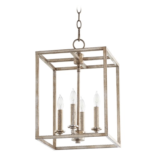 Quorum Lighting Cuboid Aged Silver Leaf Pendant by Quorum Lighting 6731-4-60