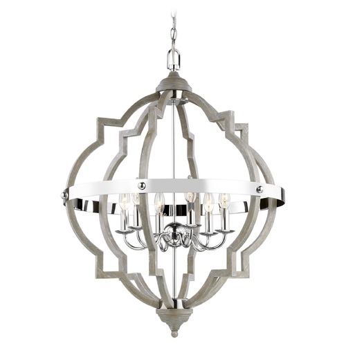 Generation Lighting Socorro Washed Pine & Chrome Pendant by Generation Lighting 5124906-872