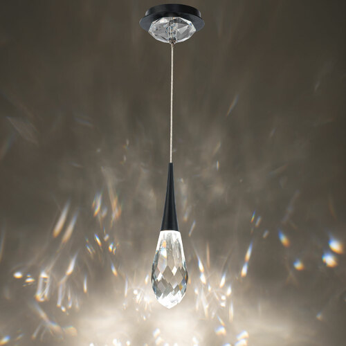 Hibiscus LED Crystal Mini Pendant in Black by Schonbek Beyond